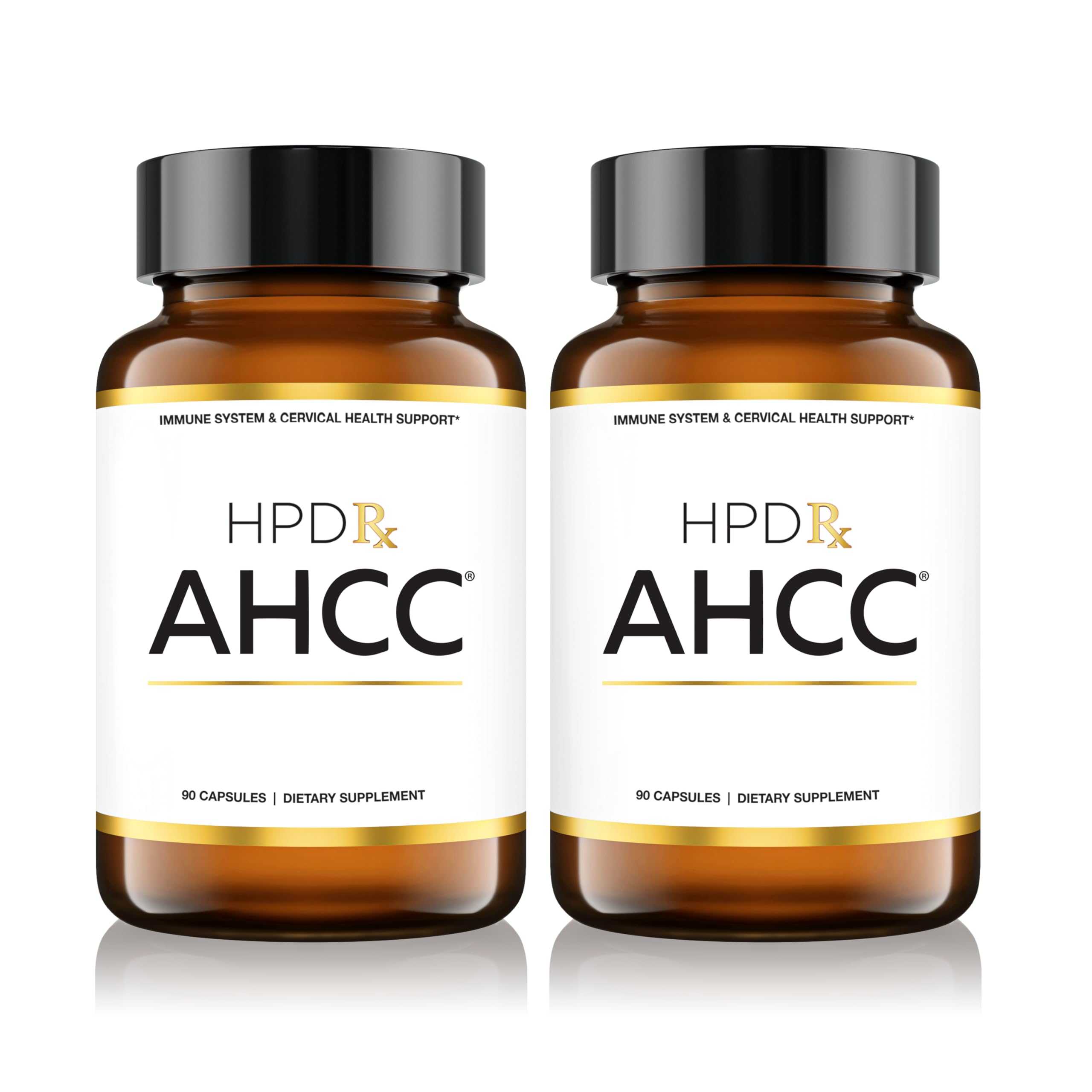 HPD Rx Premium AHCC and Shiitake Mushroom capsules bottle close-up