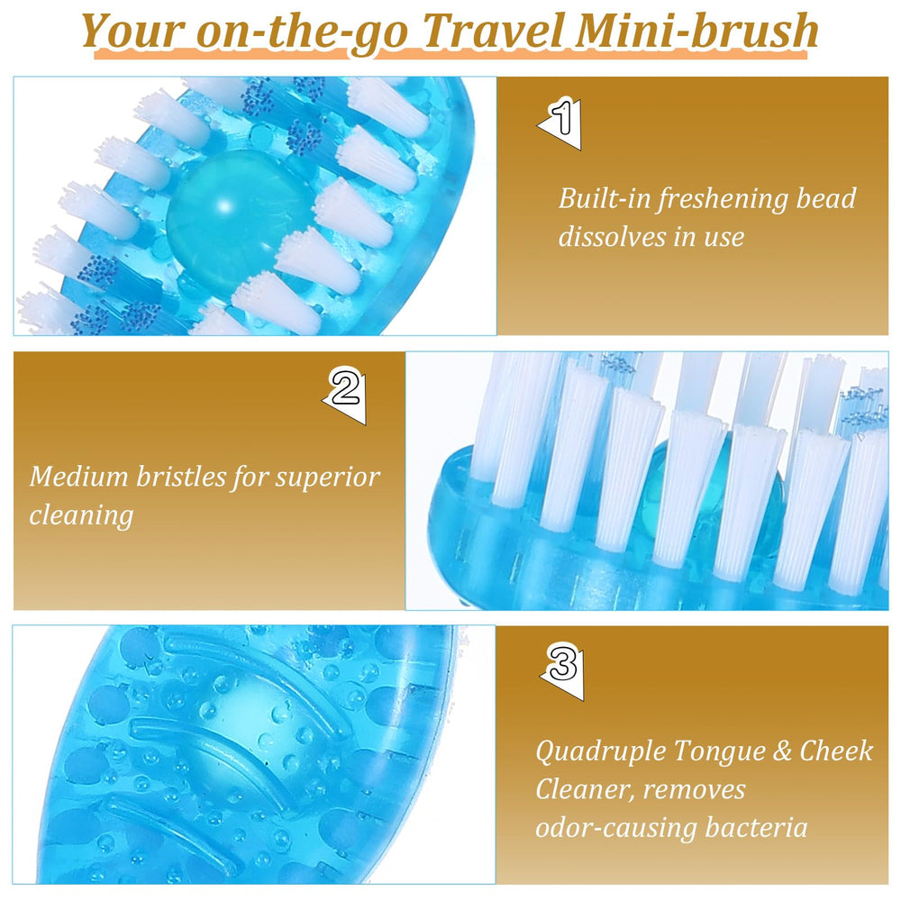 Packaging of Hpmjz 50-piece travel oral care set in blue, individually wrapped