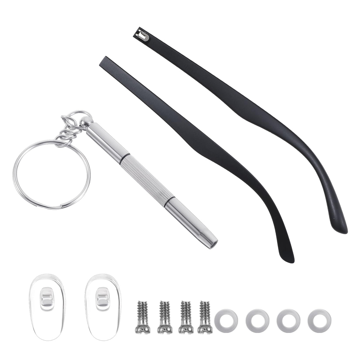 Hpmjz universal glasses arm replacement kit – 1 pair with 2 nose pads and screwdriver
