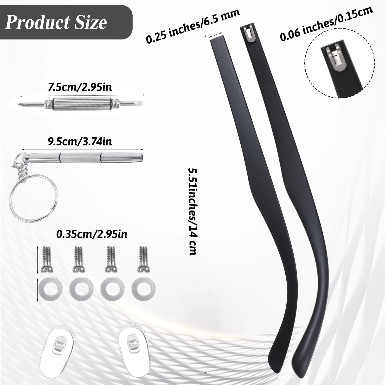 Replacement temple arms for glasses in black