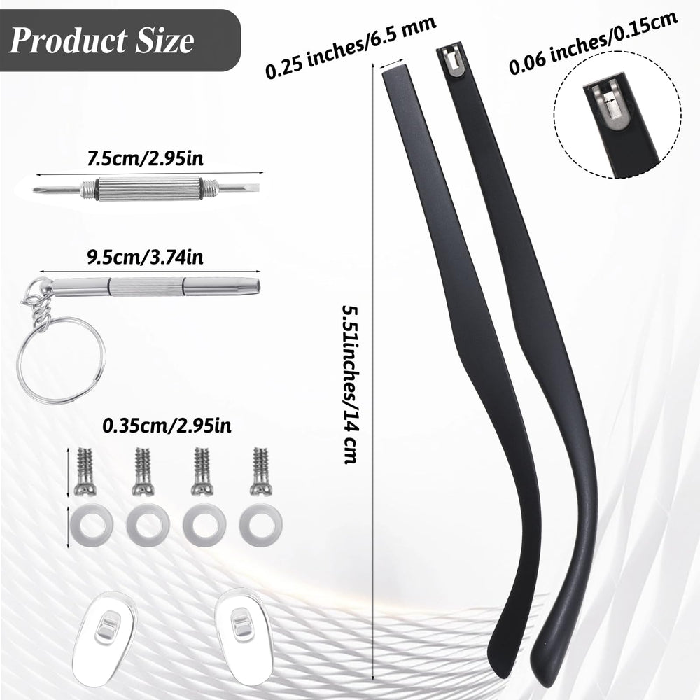 Replacement temple arms for glasses in black