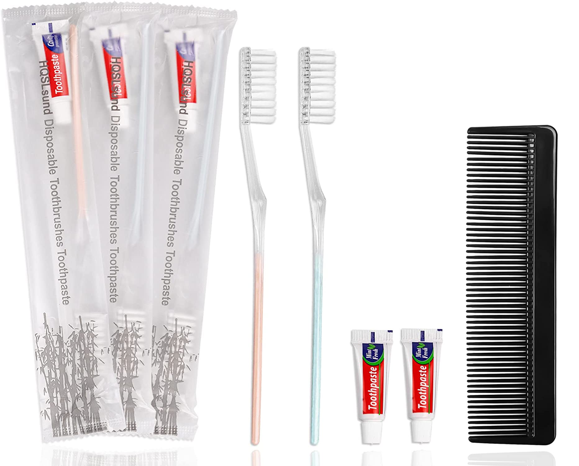 HQSLsund 100 disposable toothbrushes with toothpaste bundle - front view