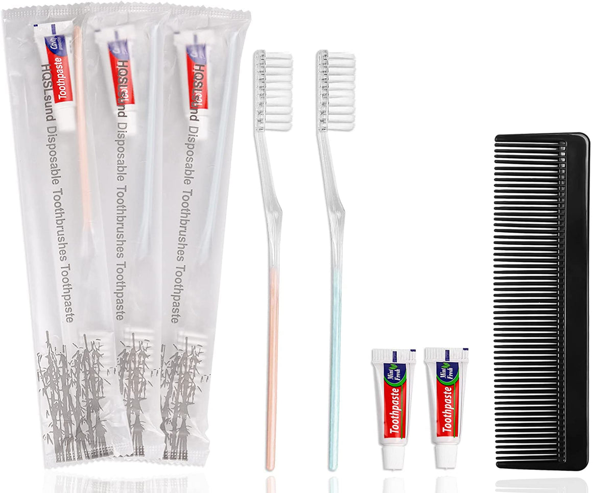 HQSLsund 100 disposable toothbrushes with toothpaste bundle - front view