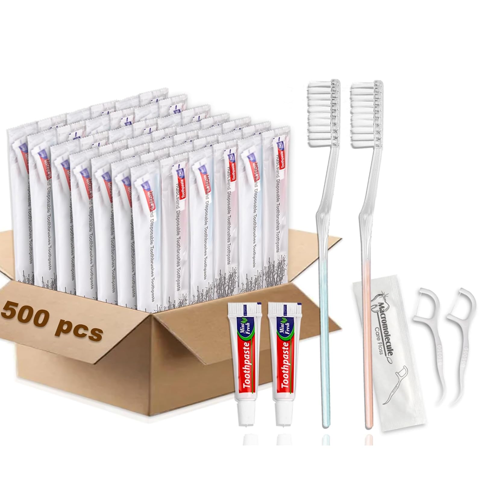 HQSLsund 500-piece disposable toothbrushes with toothpaste