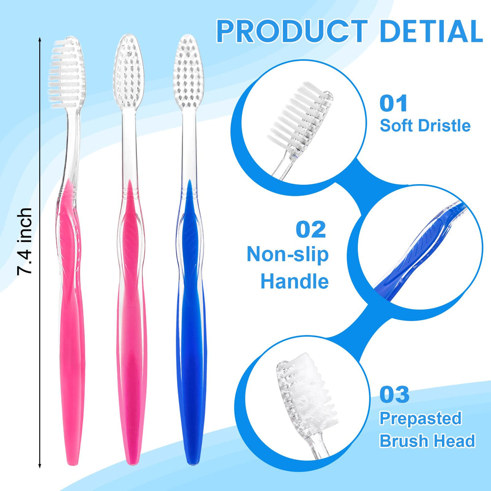 Two color options in bulk prepasted toothbrush set