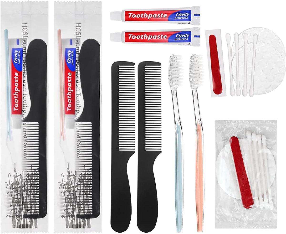 HQSLsund 200-pack disposable toothbrushes with mint toothpaste and combs packaging