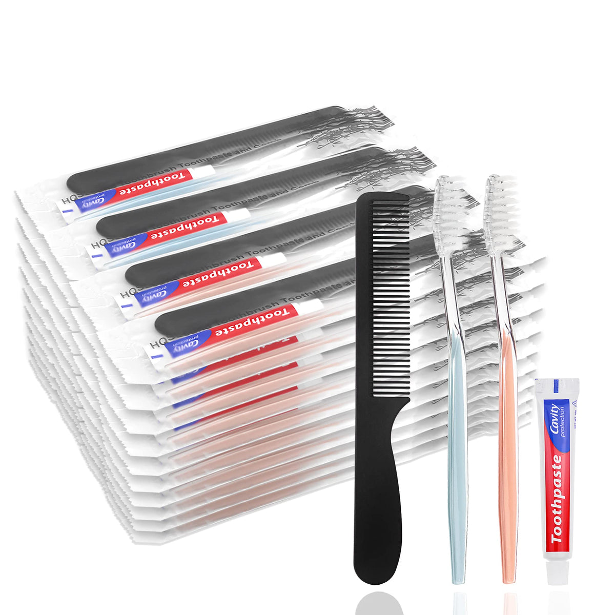 HQSLsund disposable toothbrushes 30pcs with paste and comb in individual wraps