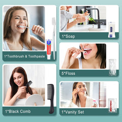 Toothbrush and comb with mint toothpaste and floss picks