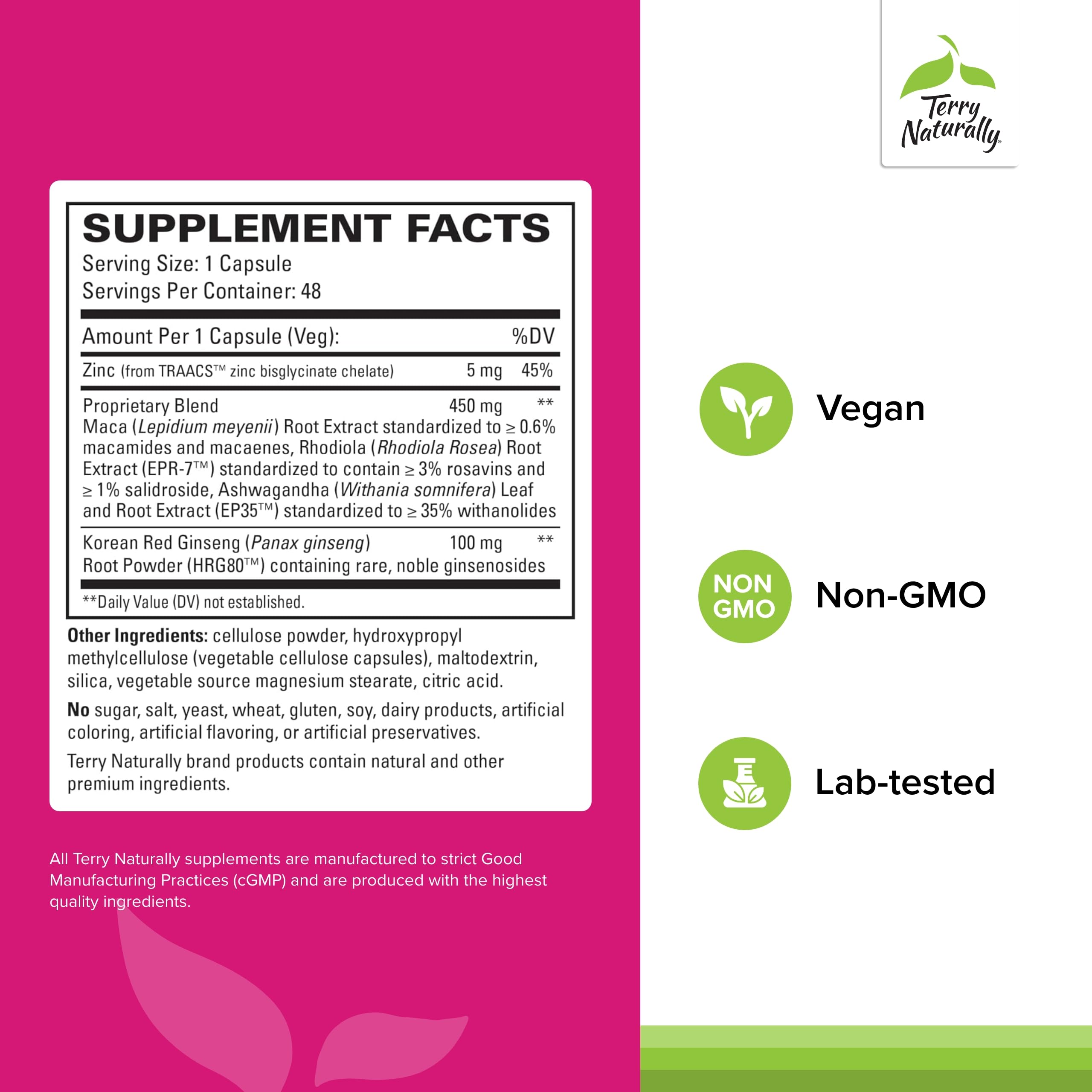 Herbal blend of ashwagandha, maca and rhodiola in HRG80 formula