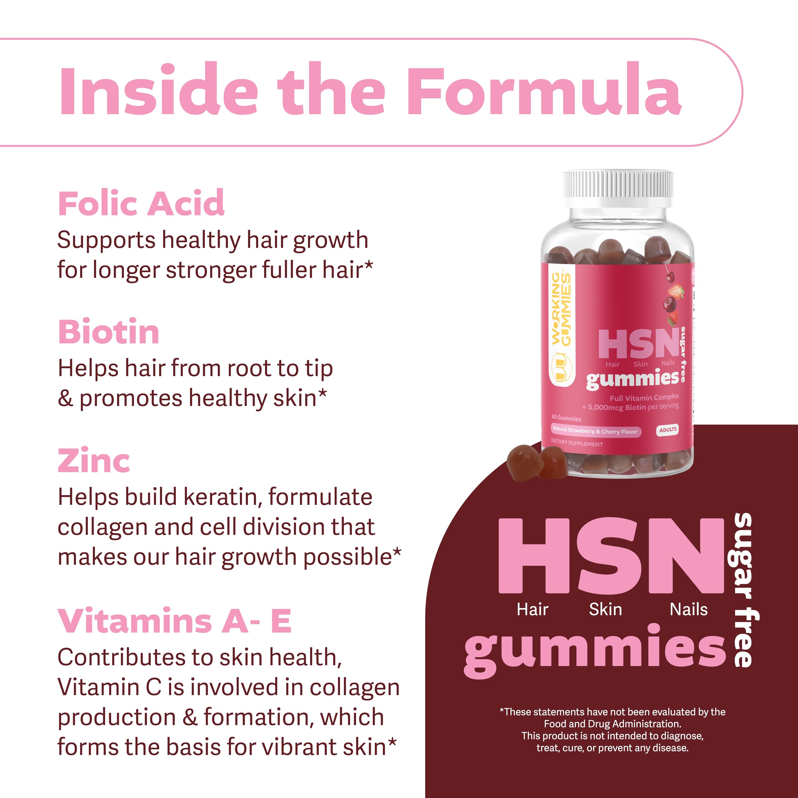 Close-up of Biotin 5000mcg information on HSN Gummies