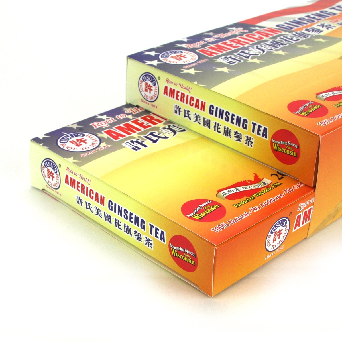 Packaging illustration of Hsu's American Ginseng Tea Bags 40-count