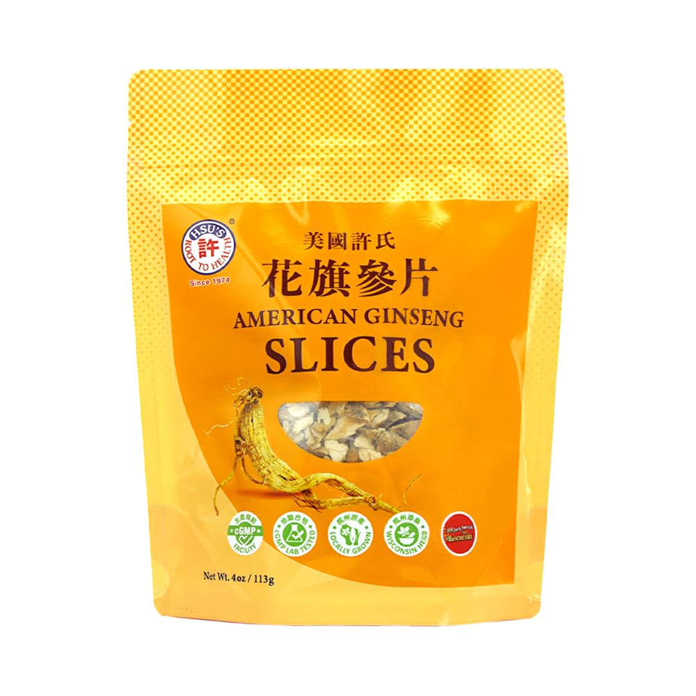 Hsu's American Ginseng Slices 0126MM 4oz bag - front view