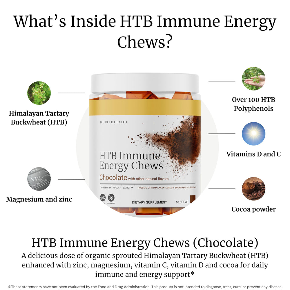 Close-up of chocolate HTB Immune Energy Chews