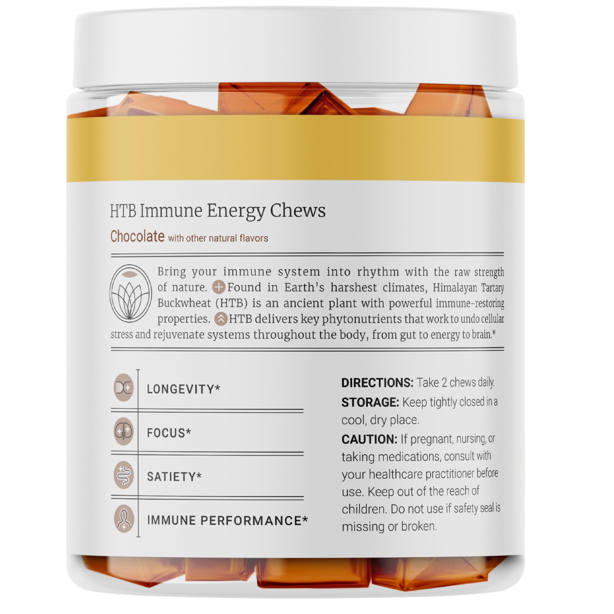 Nutrition facts panel for HTB Immune Energy Chews