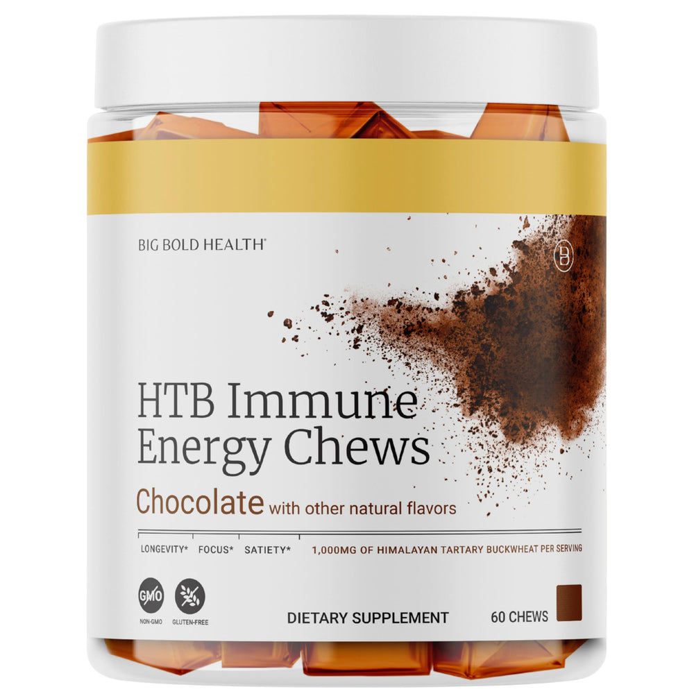HTB Immune Energy Chews packaging and jar on white background