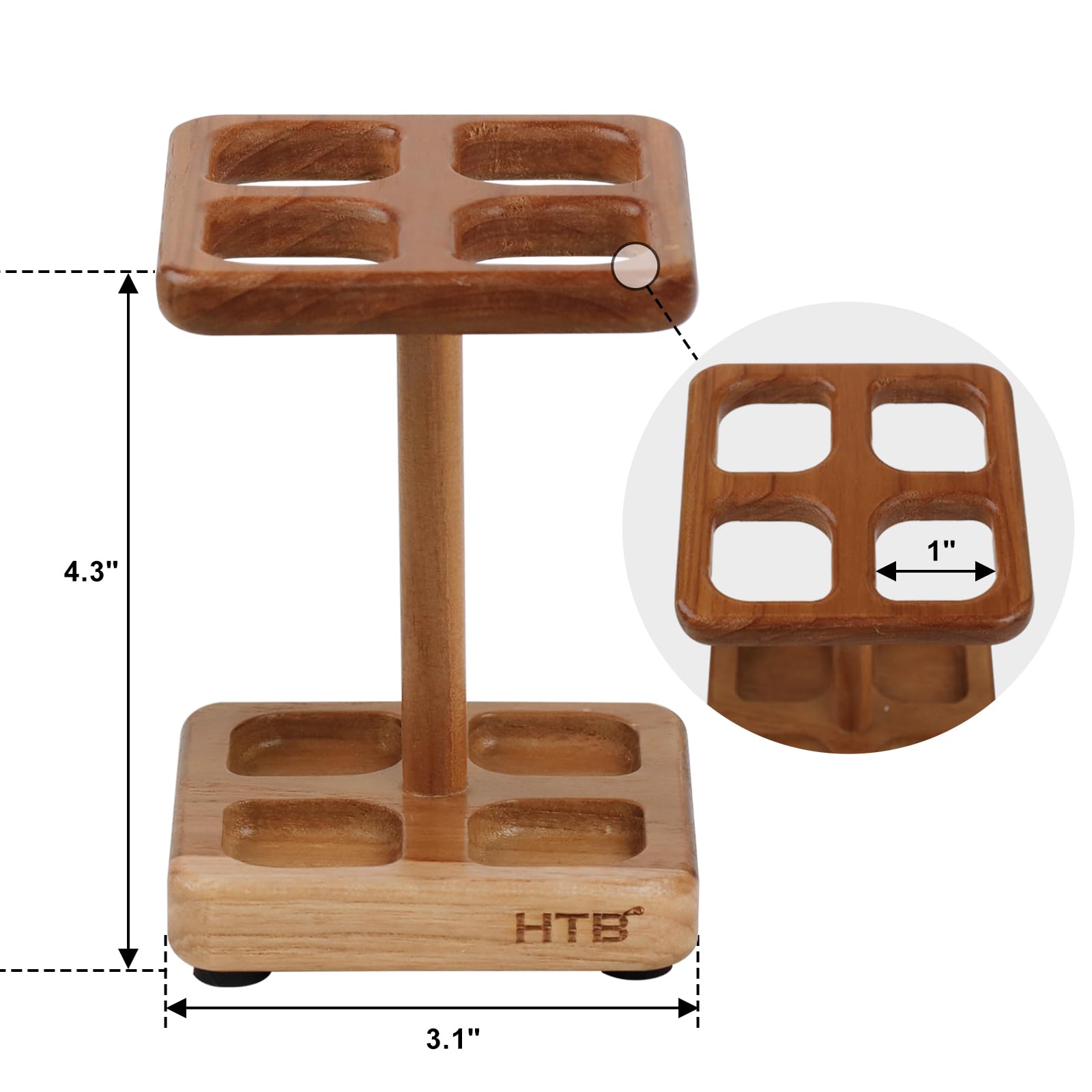 HTB Teak Dish Scrub Brush handle detail showing round nonslip grip