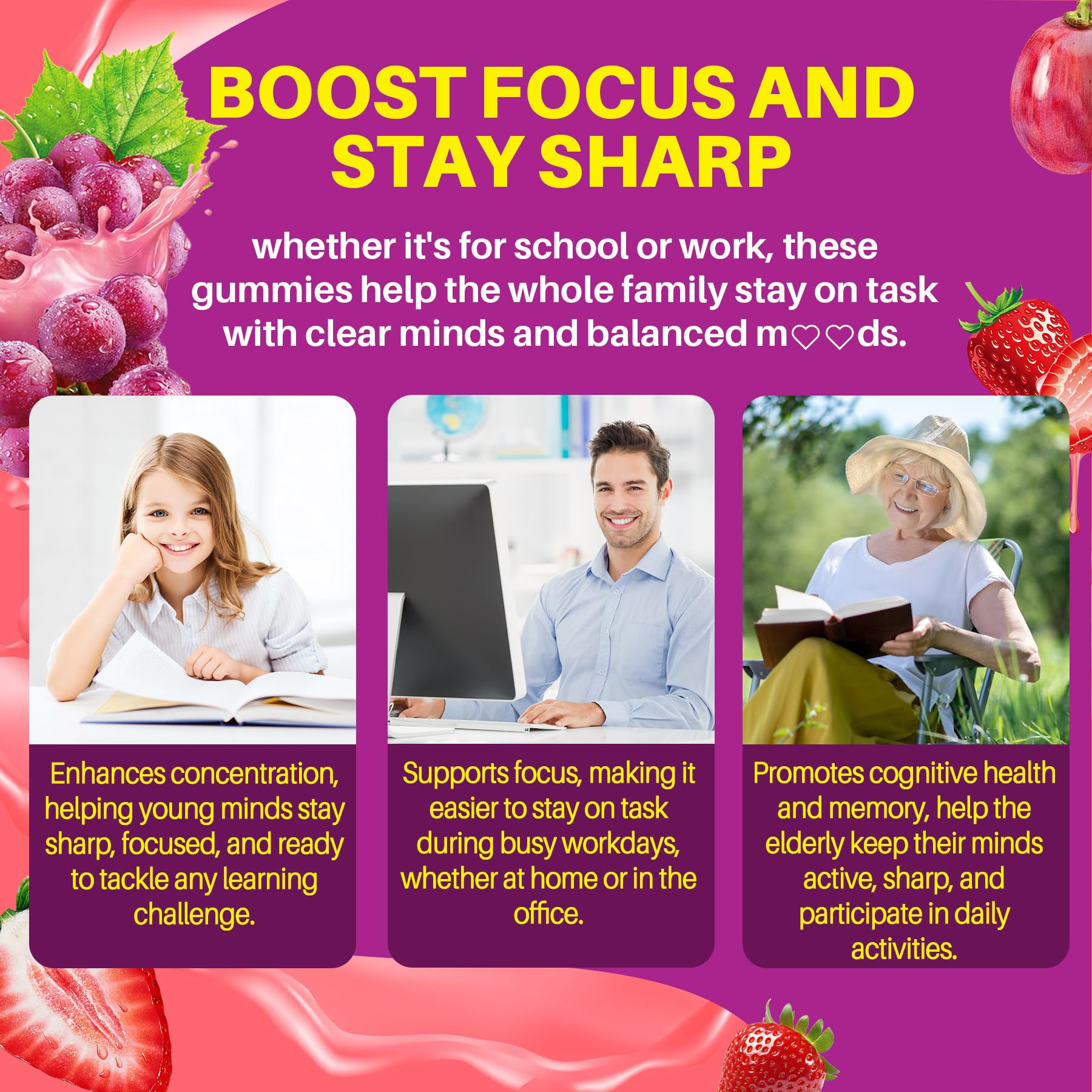 Child-friendly gummies suitable for ages 8 and up