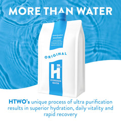 HTWO hydrogenated tablet closeup for quick, mess-free hydration on the move.