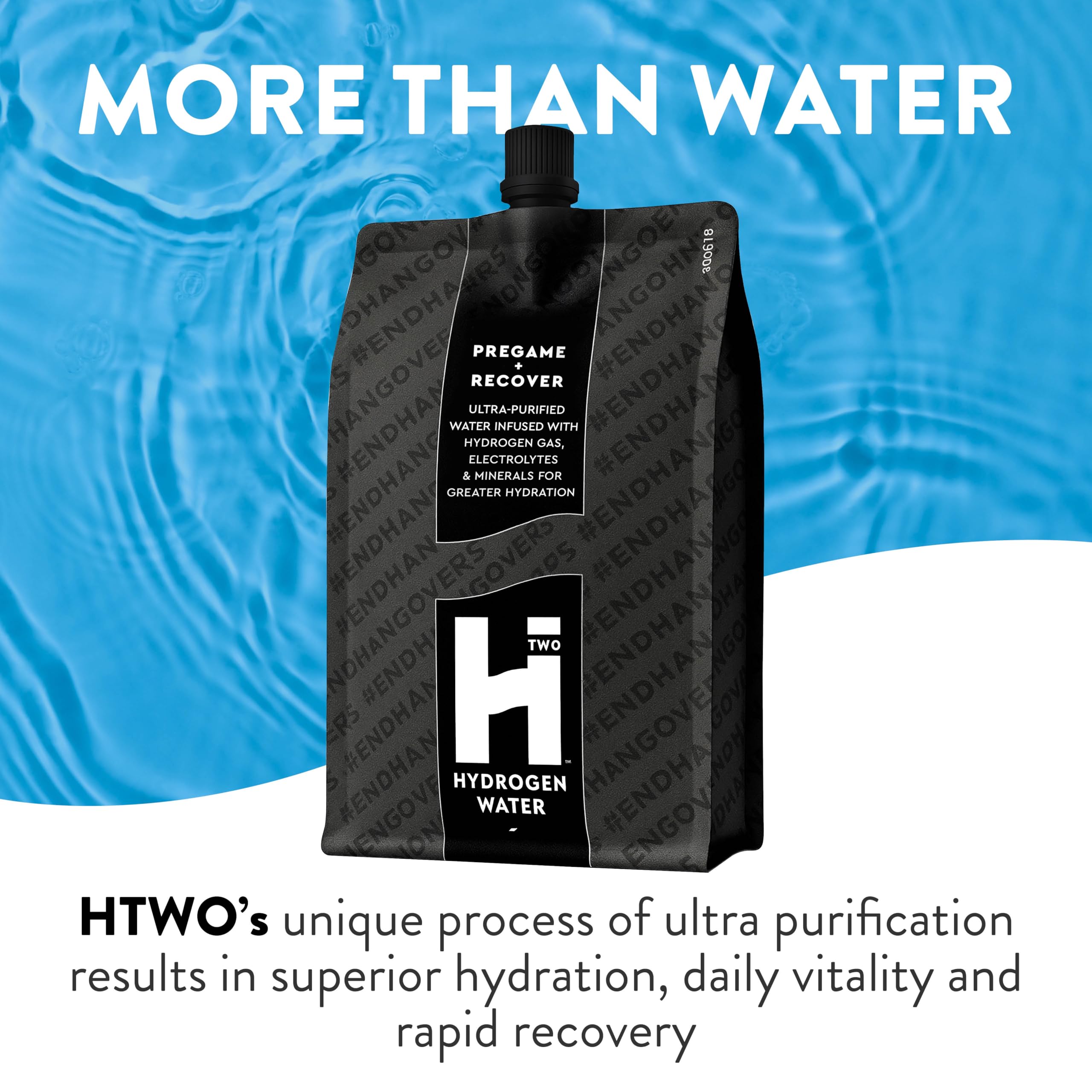 HTWO sixteen-point-nine-ounce packaging emphasizes portable, travel-ready hydration.