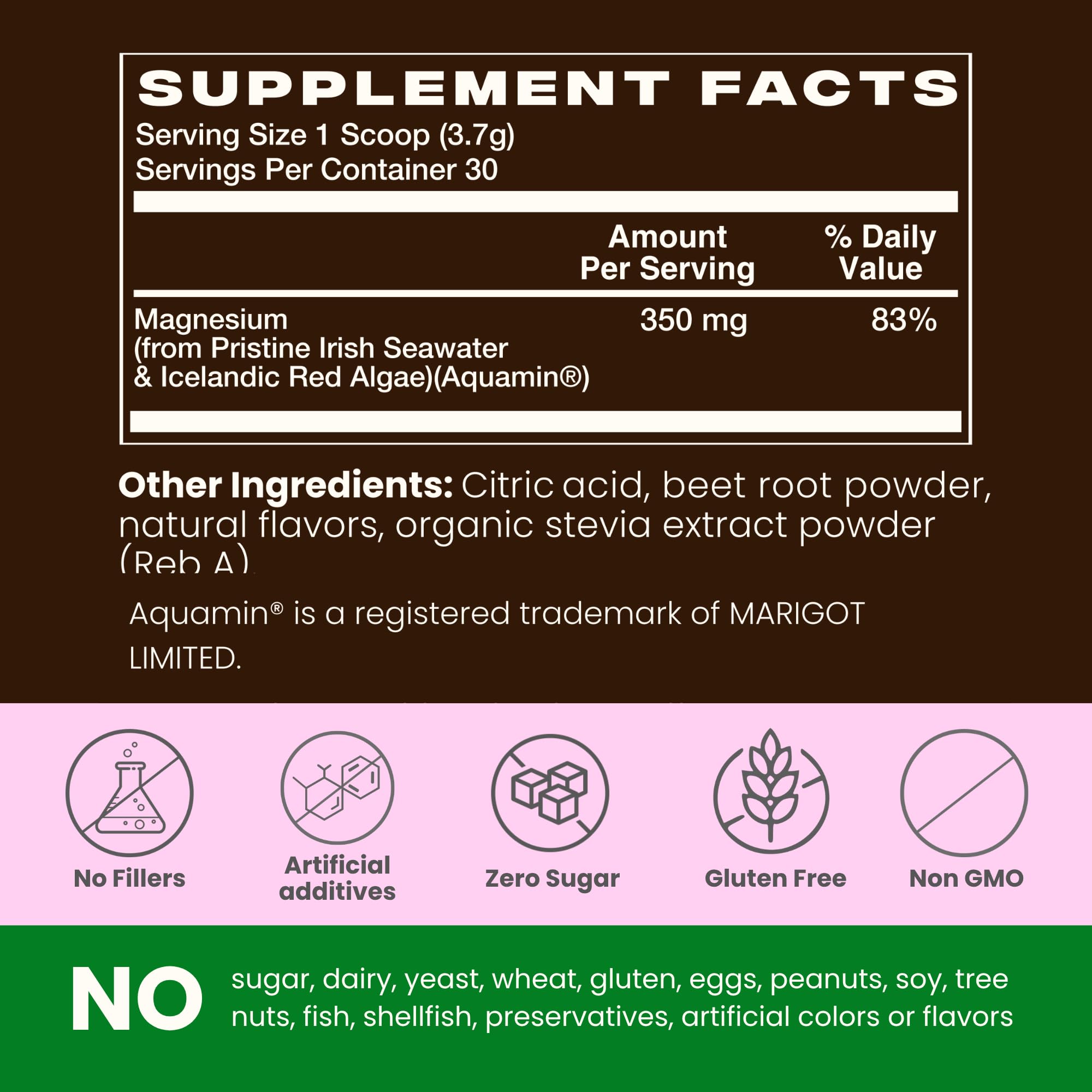 Nutrition facts label close-up