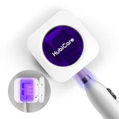 Front view of HubiCare UV-C toothbrush cleaner case in white