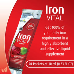 Product label and nutrition facts for Hübner Iron Vital Liquid Iron