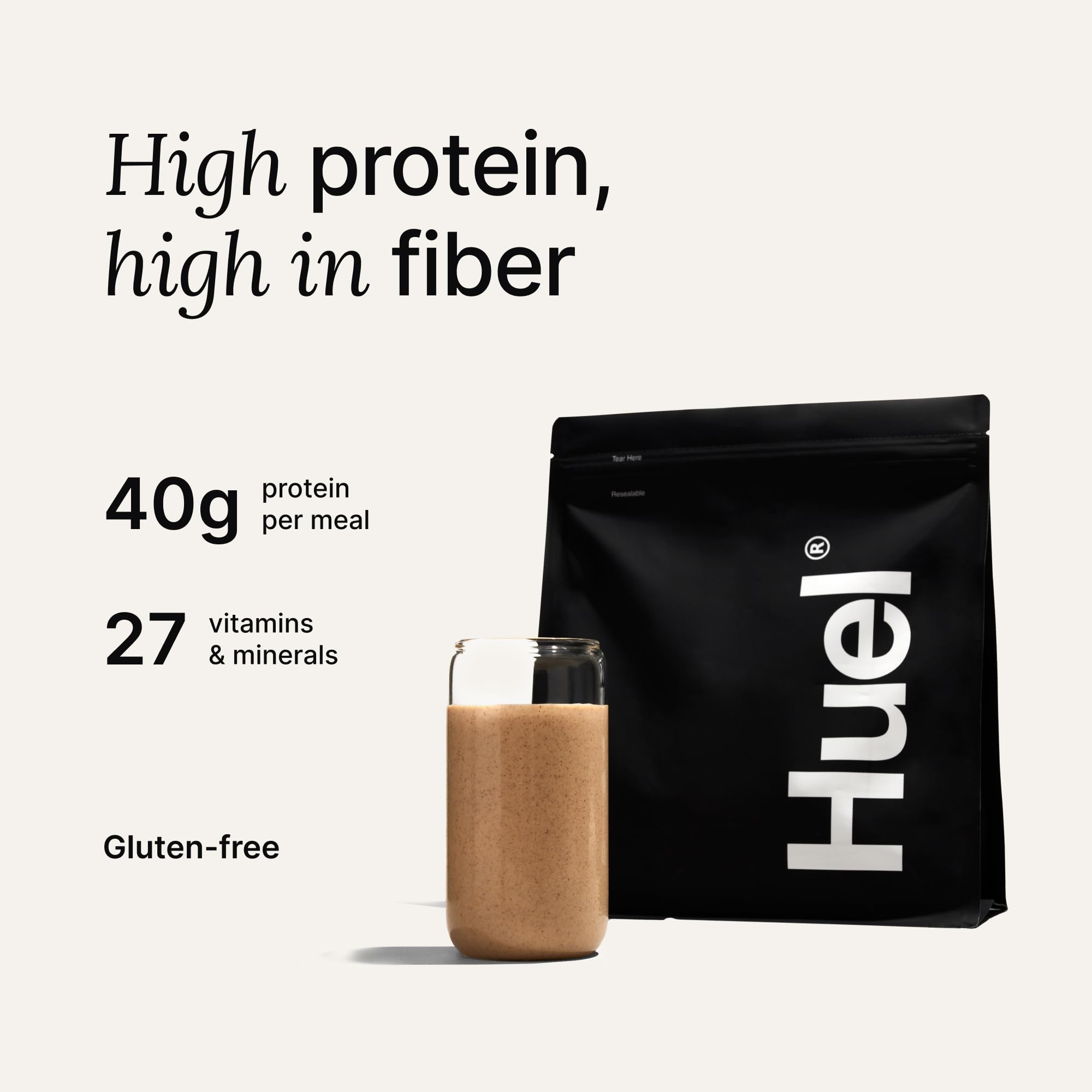 Huel Black Edition Cookies & Cream powder scoop