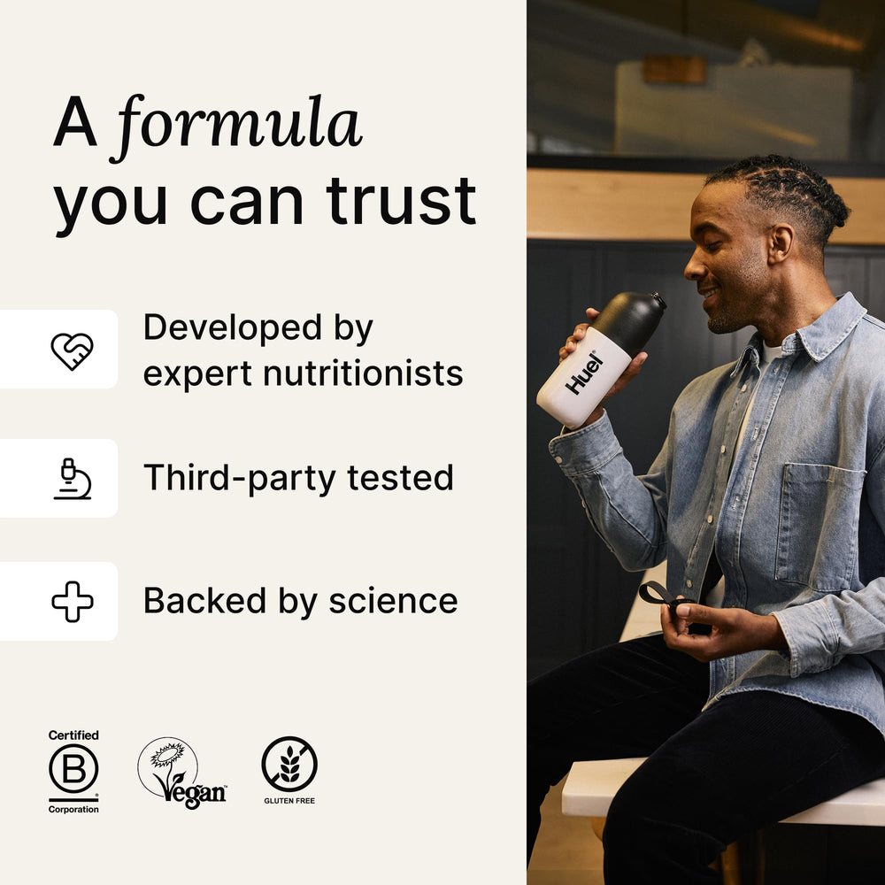 Huel brand sustainability and vegan icons