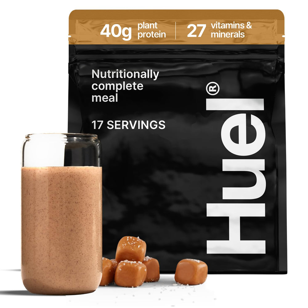 Huel Black Edition Salted Caramel 40g vegan protein powder container