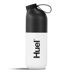 Huel Black Edition shaker bottle front view highlighting durable Tritan body for on-the-go mixing.