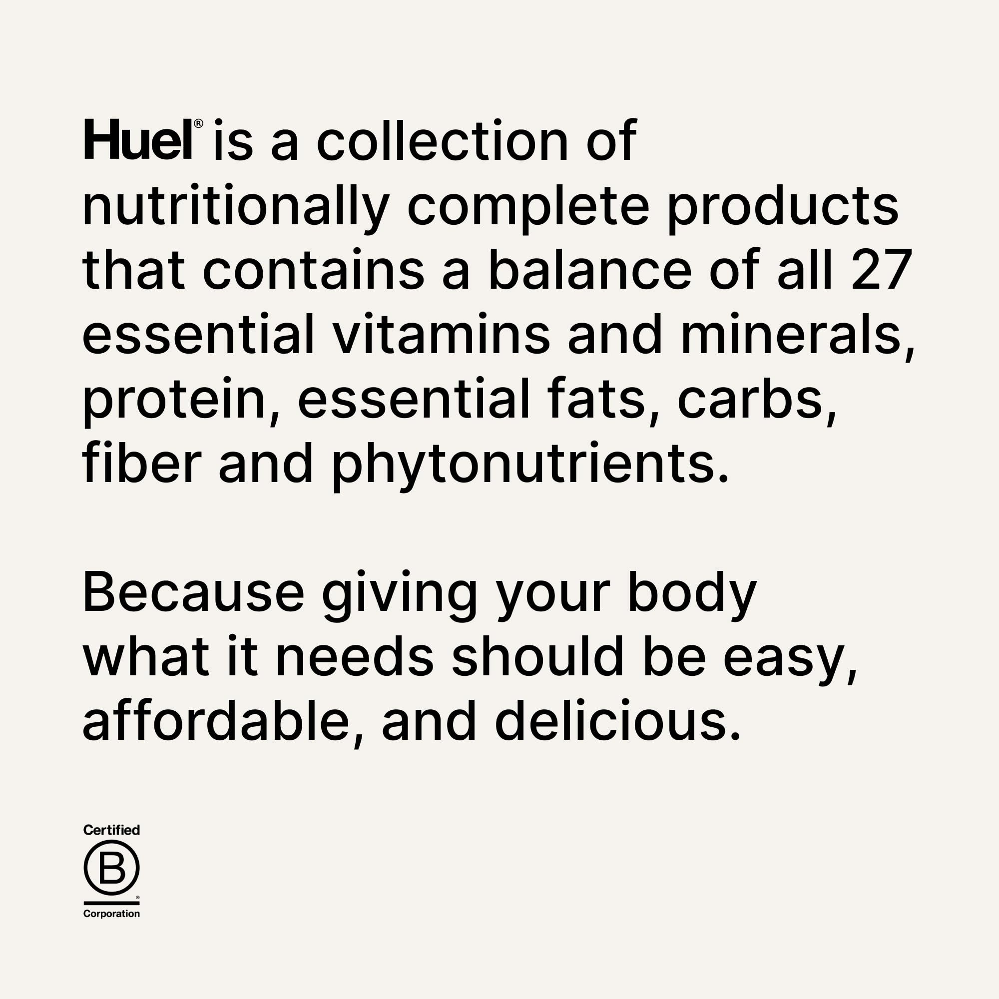 Huel Daily Superblend Chocolate morning routine shot conveys energizing start.