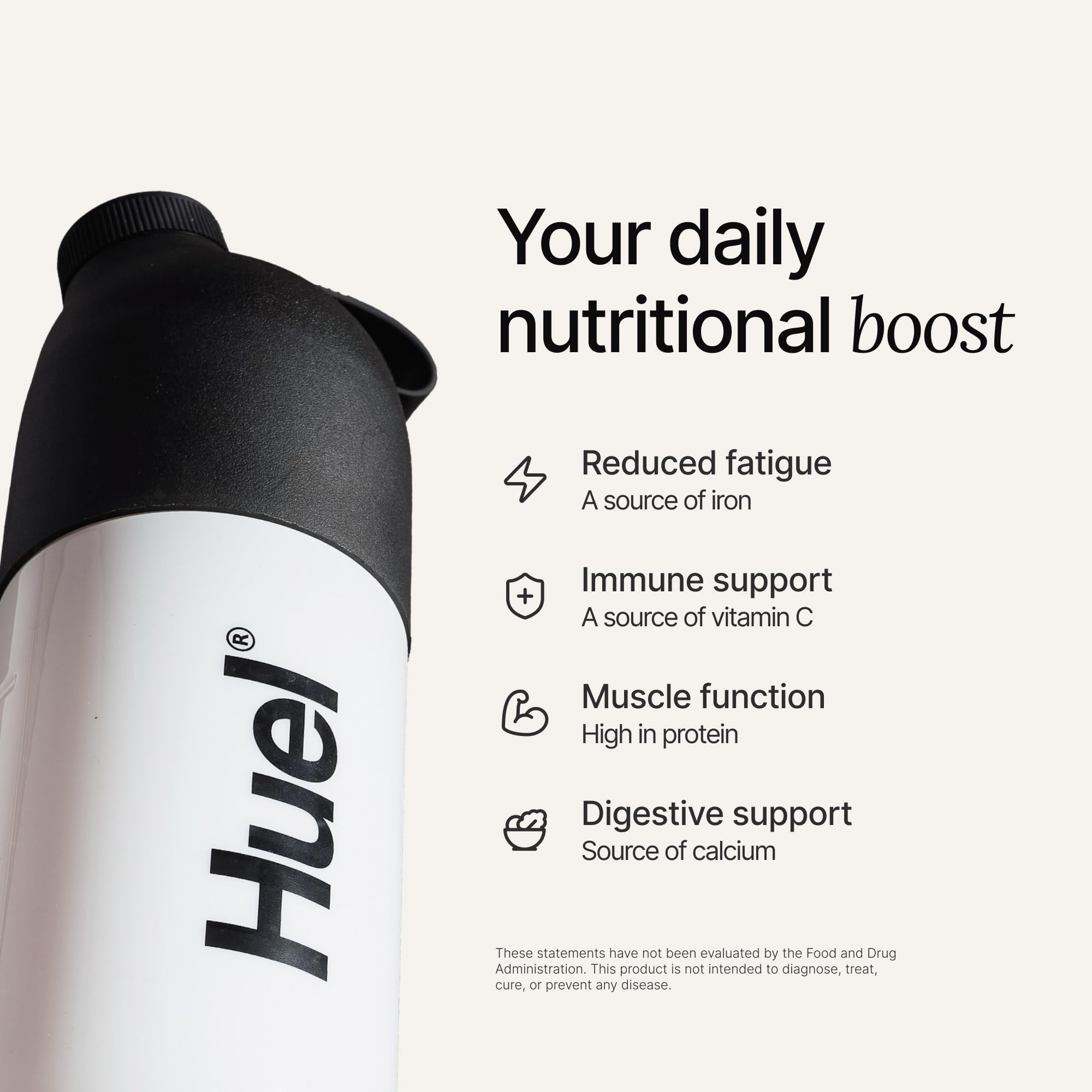 Huel Daily Superblend Vanilla served in 2/3 cup for balanced portion