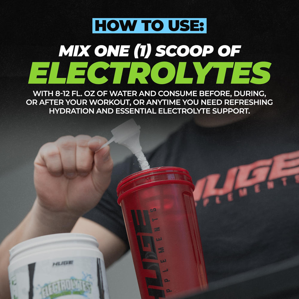 Huge Supplements Electrolytes Powder built-in funnel scoop for mess-free prep.