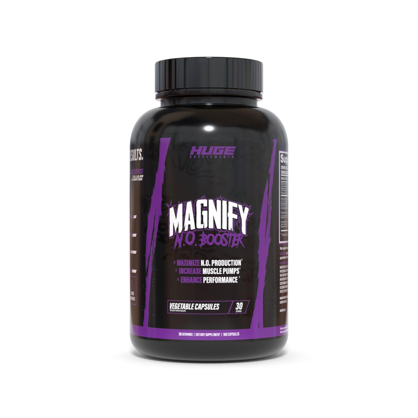 Huge Supplements Magnify Pump bottle pour showing nitric oxide booster for stronger workouts