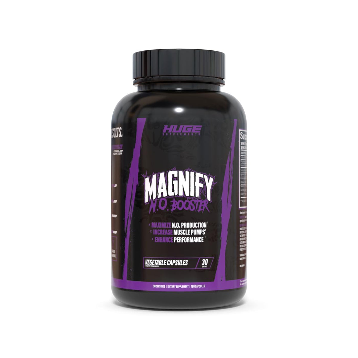 Huge Supplements Magnify Pump bottle pour showing nitric oxide booster for stronger workouts
