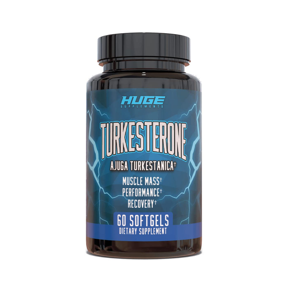 Huge Supplements Turkesterone softgel capsules for high bioavailability and potential muscle support.