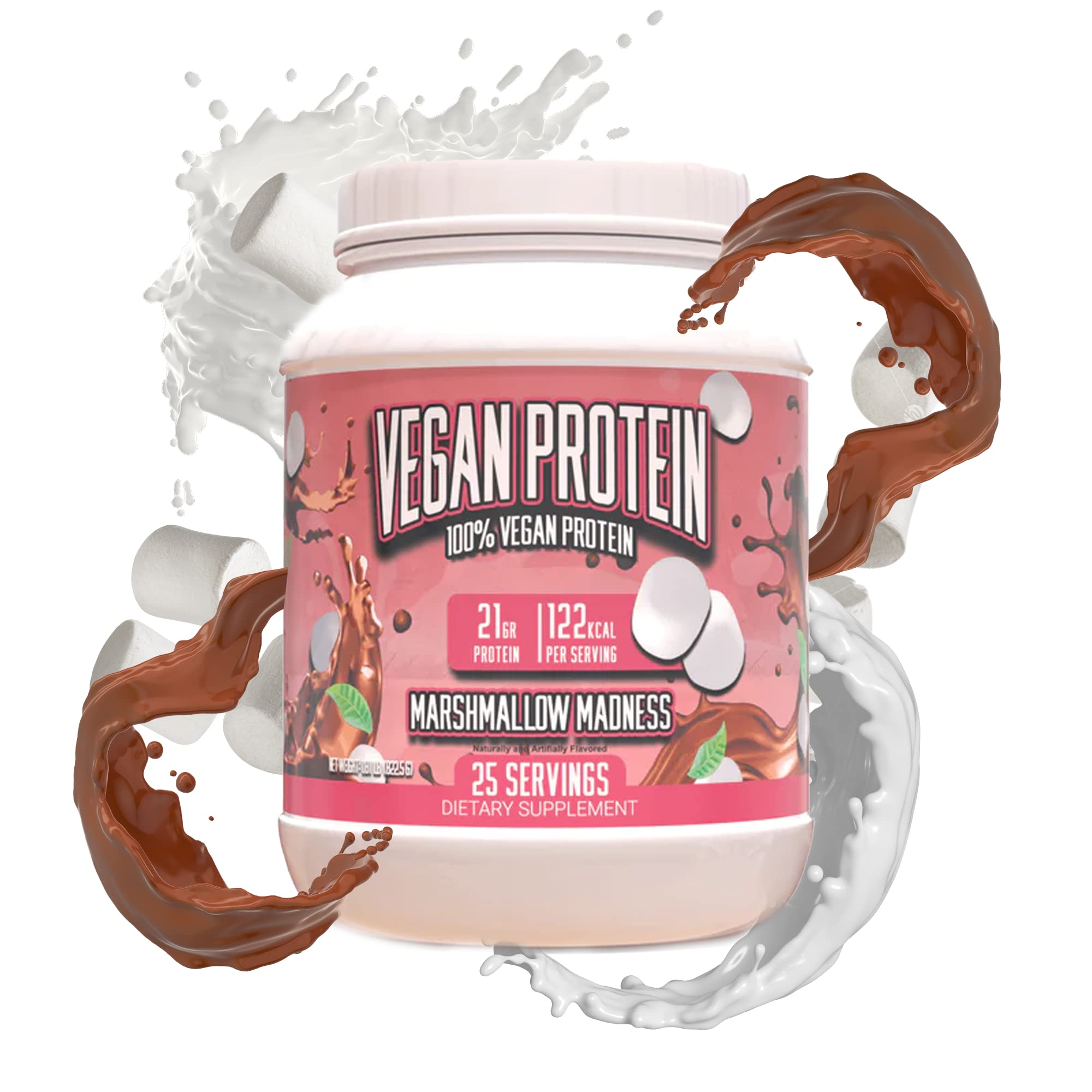 Huge Supplements vegan protein marshmallow madness bottle shows 20g protein per serving for daily fueling