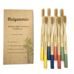 Huiyunmio 8-pack bamboo toothbrushes – hero image