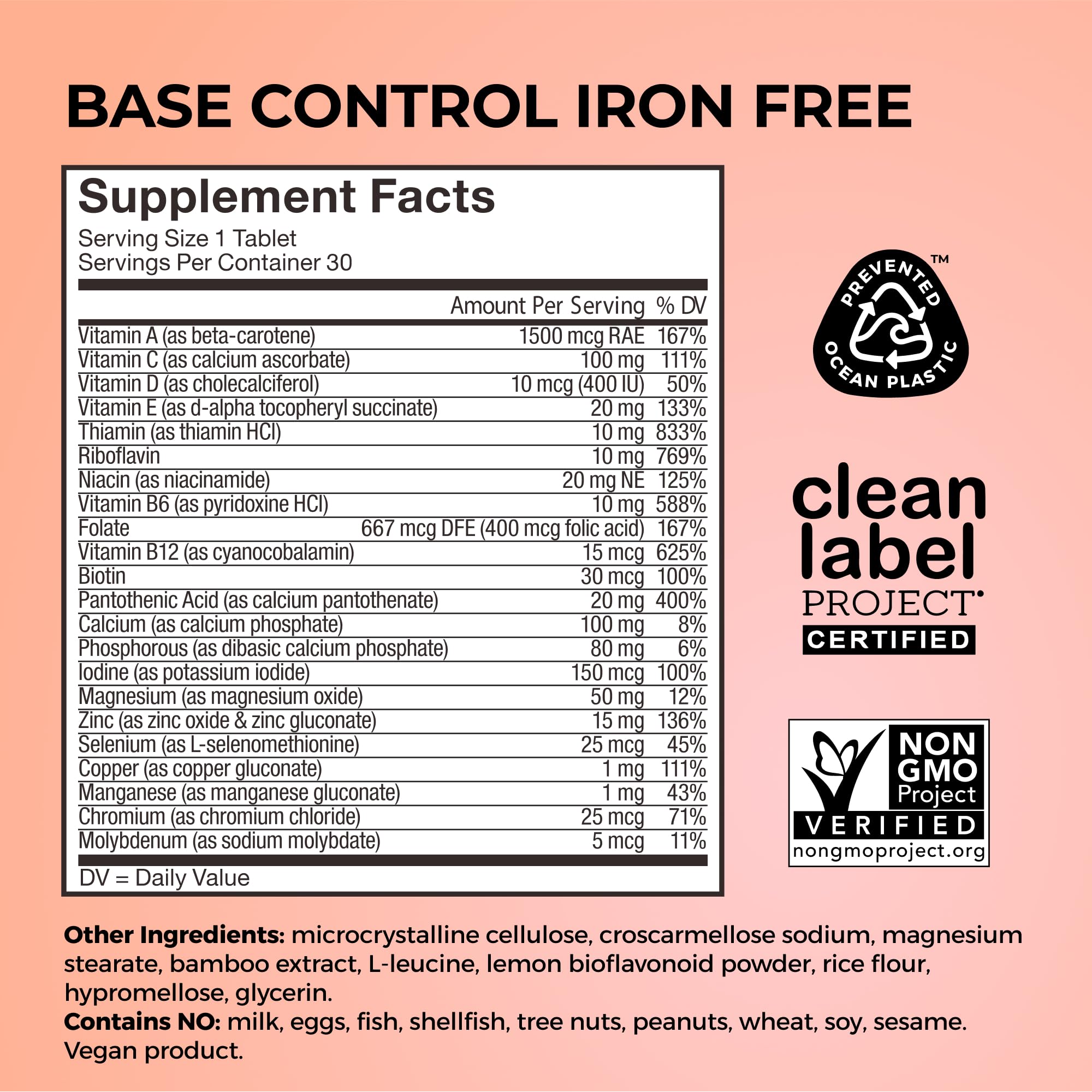 Iron-free formula designed to support pre-menopause health