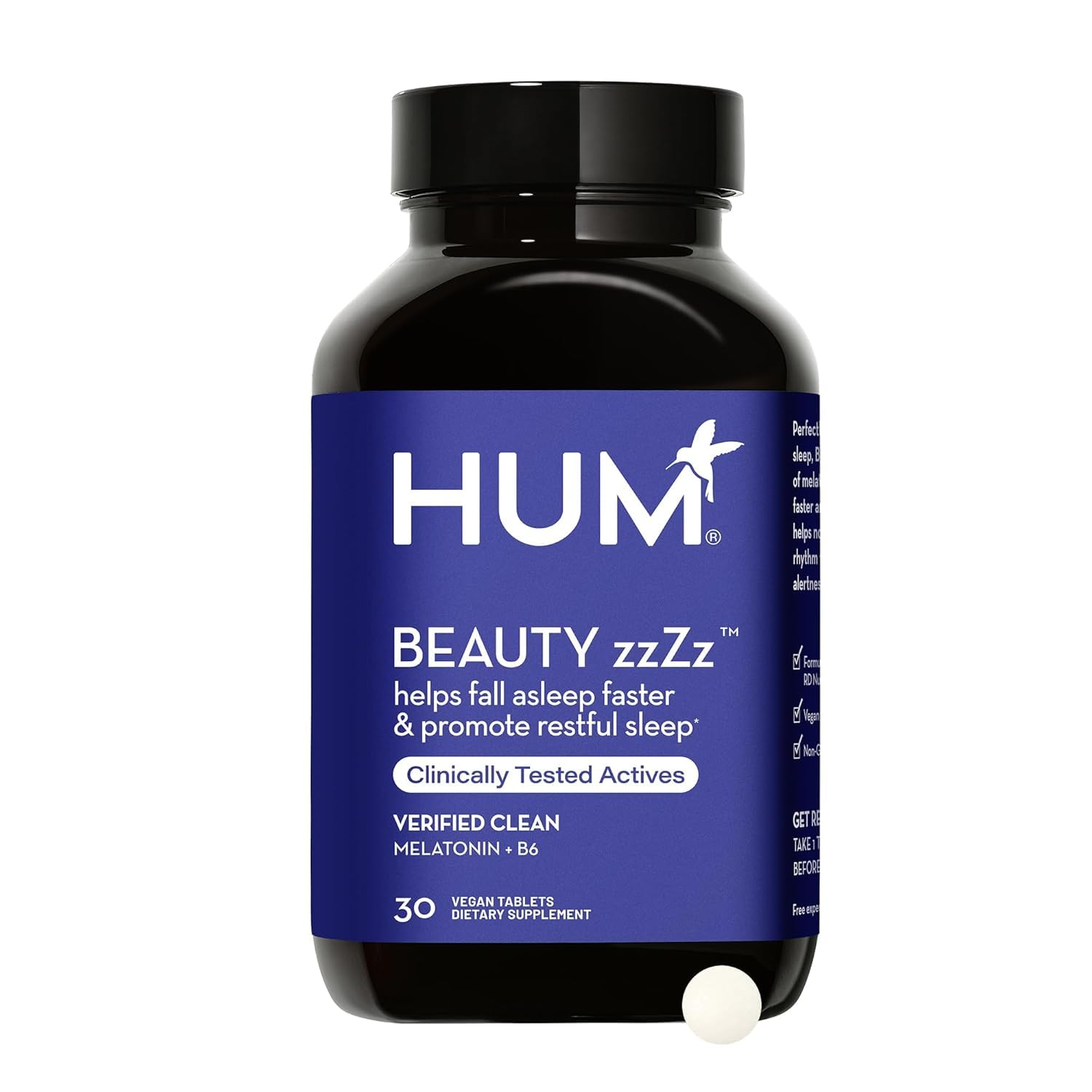 Bottle of HUM Beauty zzZz Melatonin Sleep Supplement