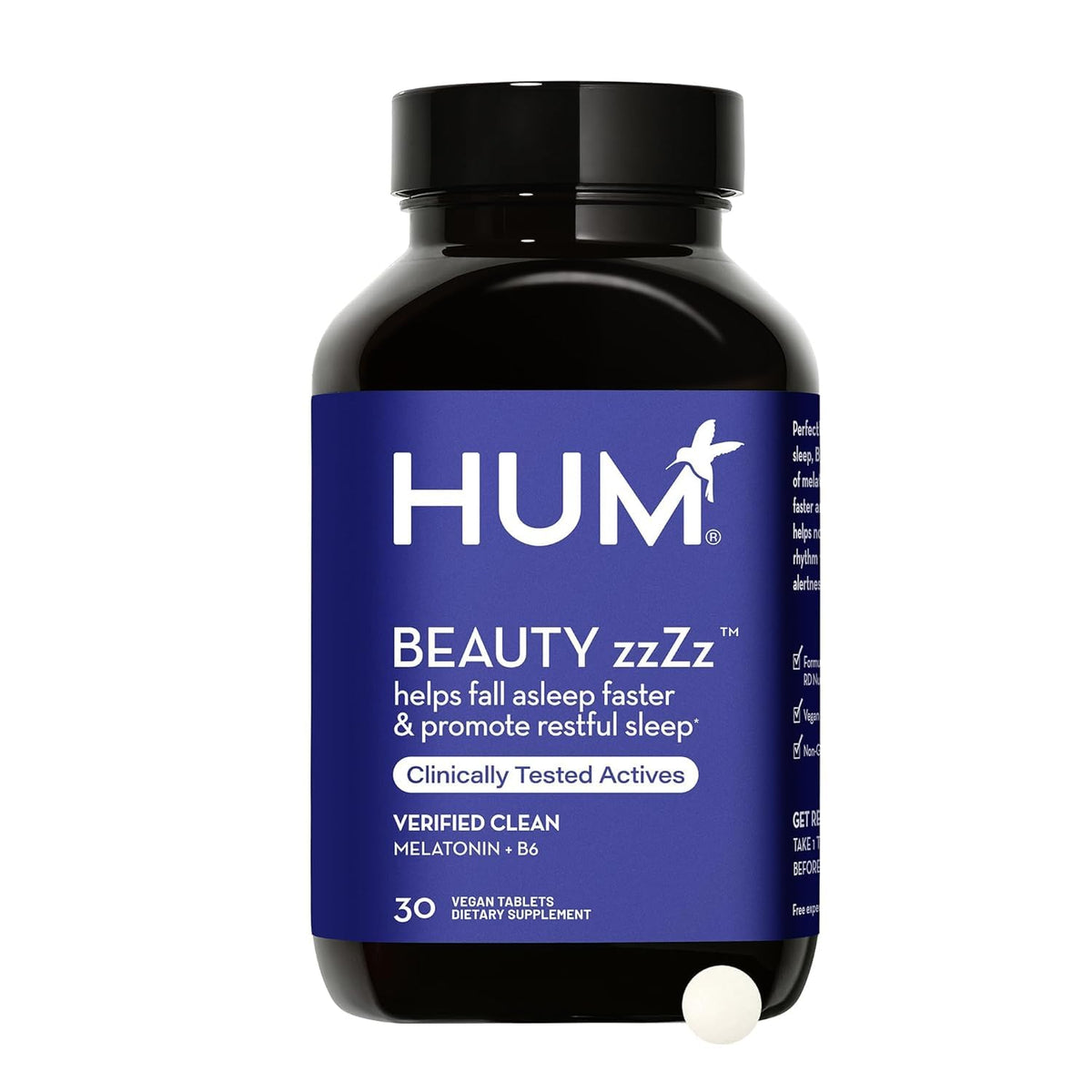 Bottle of HUM Beauty zzZz Melatonin Sleep Supplement