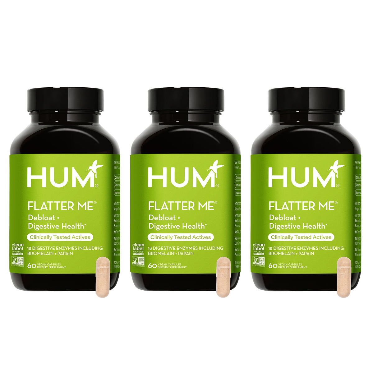HUM Flatter Me bottle with product label