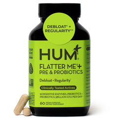 Bottle of HUM Flatter Me Digestive Enzymes with 60 capsules