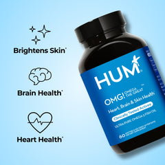 HUM OMG! Omega The Great label highlighting EPA and DHA with Vitamin E