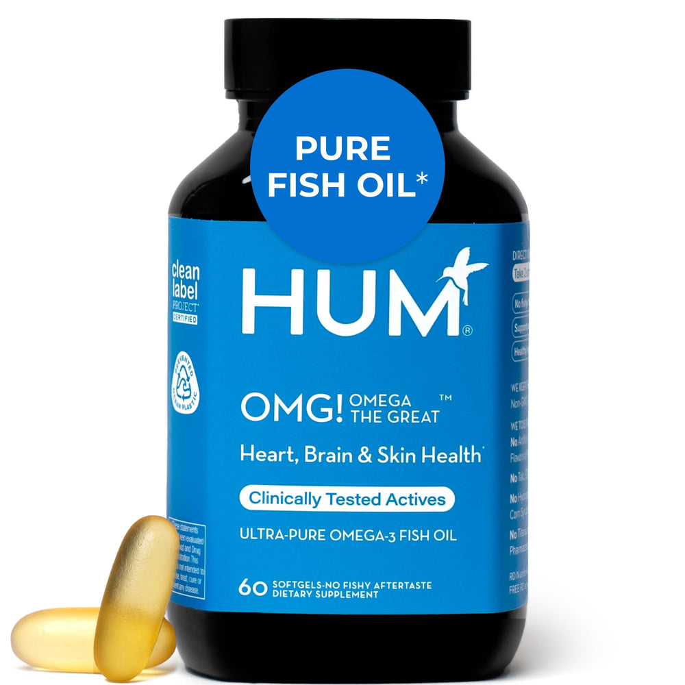 Front view of HUM OMG! Omega The Great Triple Omega-3 60 Softgels bottle