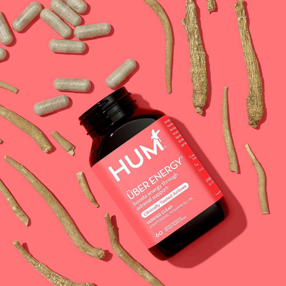 60 vegan capsules bottle of HUM Uber Energy