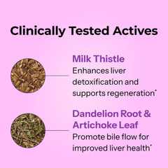 Supplement facts panel on HUM Wing Man Liver Support bottle