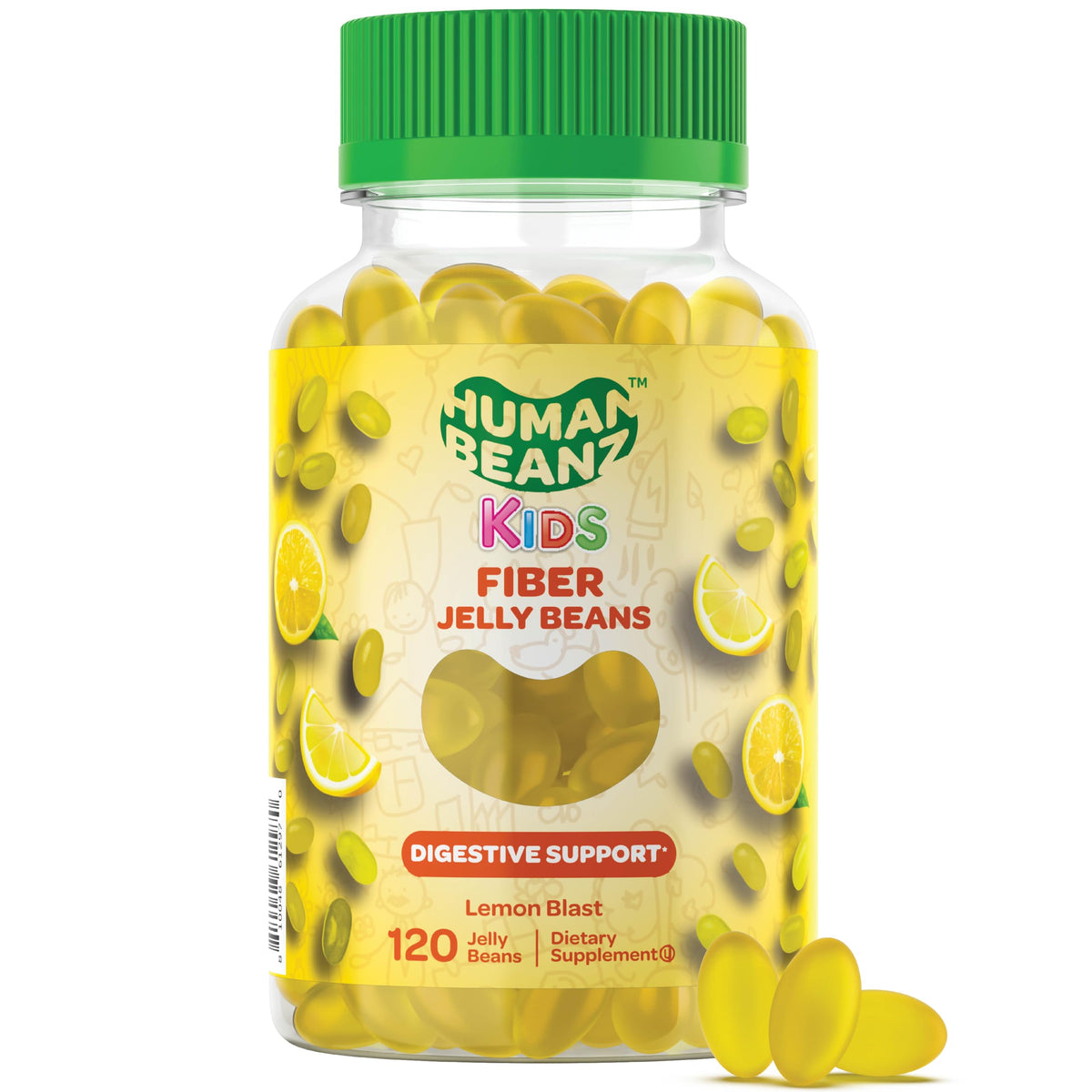 Packaging of Human Beanz Fiber Jelly Bean Gummies for Kids