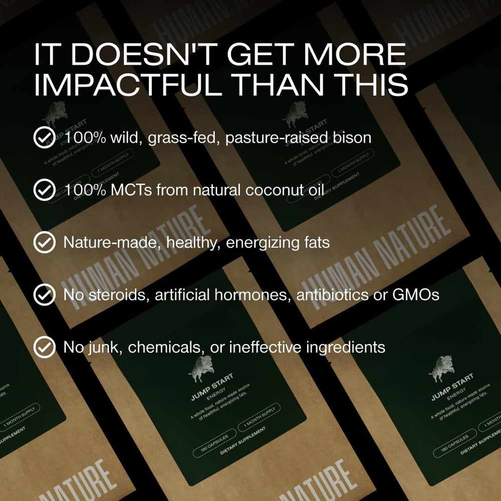 HUMAN NATURE Jump Start USA-made badge reinforces premium quality.