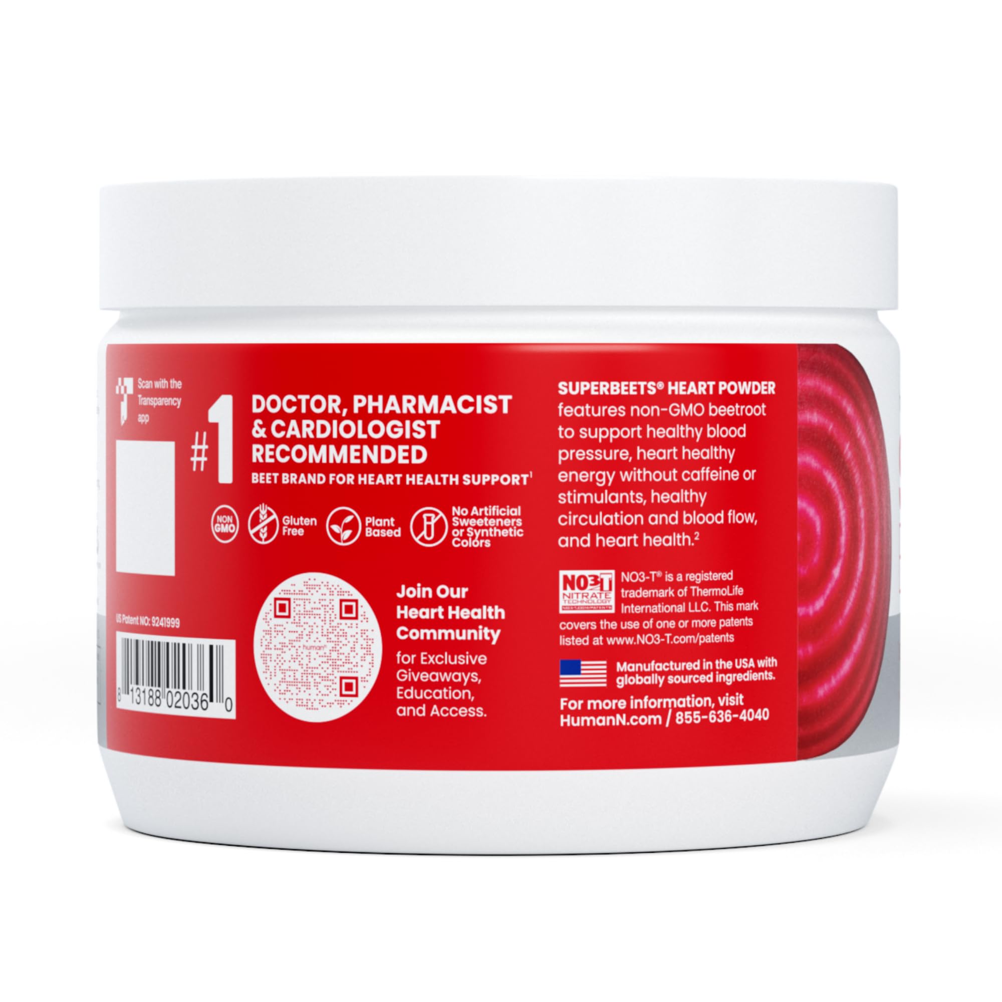 Measuring cup showing serving size for SuperBeets powder